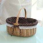 Handmade Wicker Basket With Handle For Camping Picnic